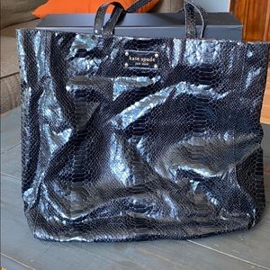 Kate Spade black snakeskin tote